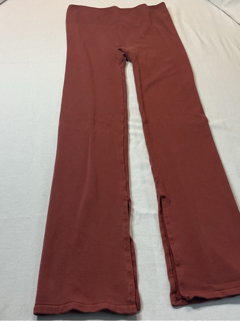 Fabletics Deep Rust Cloud High-Wasted Size M Powerhold‎ Split Hem Flare Pants